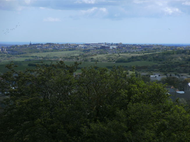 View of Annfield Plain, Stanley & the sea beyond from Annfield House