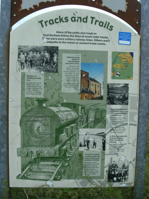 Information board on cycle track at South Hetton