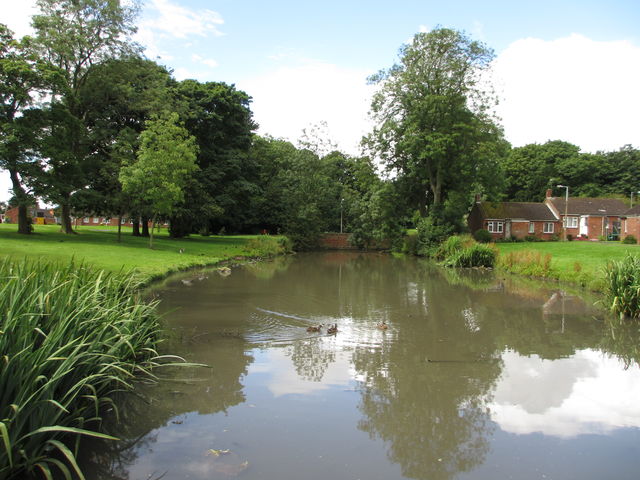 A duck pond around Eden Drive, next to Ceddesfield Hall