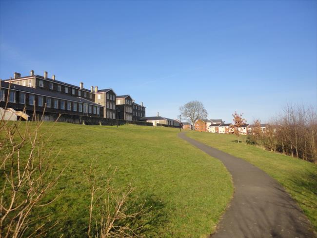 View looking North from the far end of Ashley Down Green. The buildings on the left were originally part of the Muller Orphanage, then college buildings before being converted to apartments.