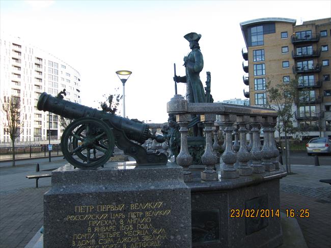 Statue of Tsar Peter the Great, Mouth of Deptford Creek.