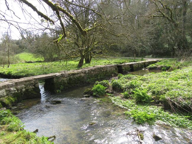 Clapper bridge over the river Alun