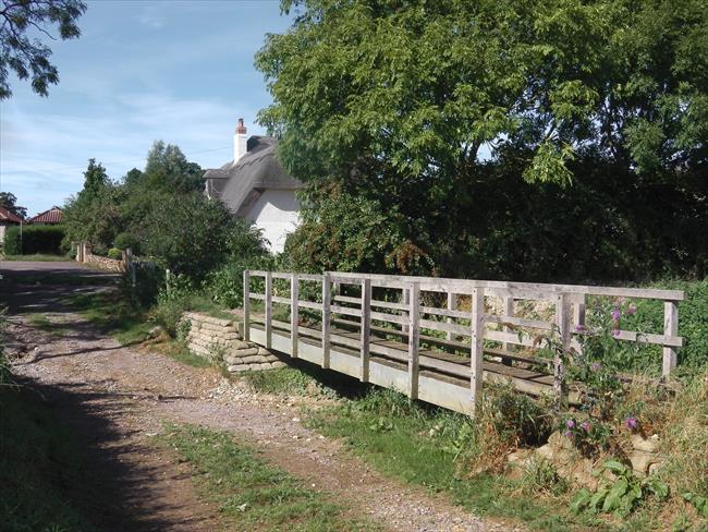 Ford &amp; bridge crossing river Stour at Weston Green