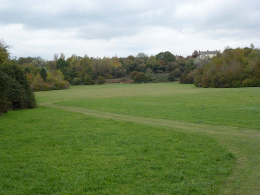 A long view over Sevenfields towards Penhill