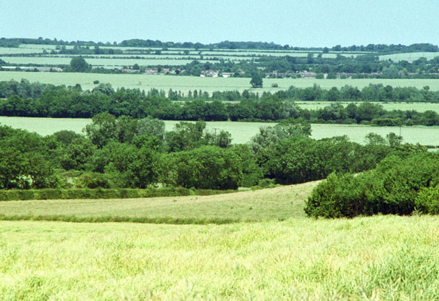 Fields and hillside view over Harlton