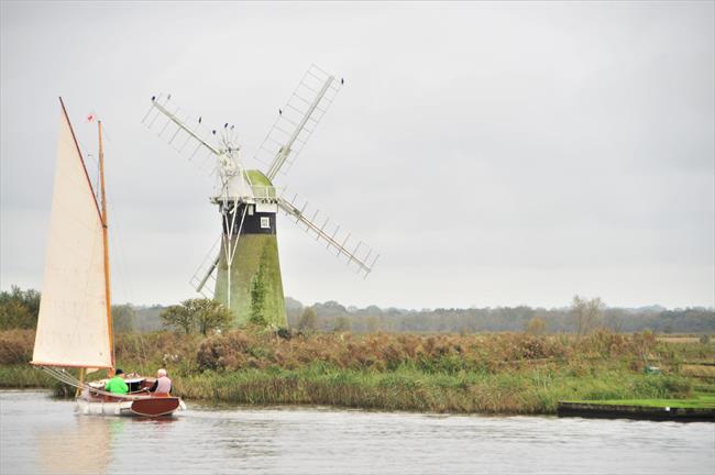 St Benet's Level drainage mill with traditional sailing wherry