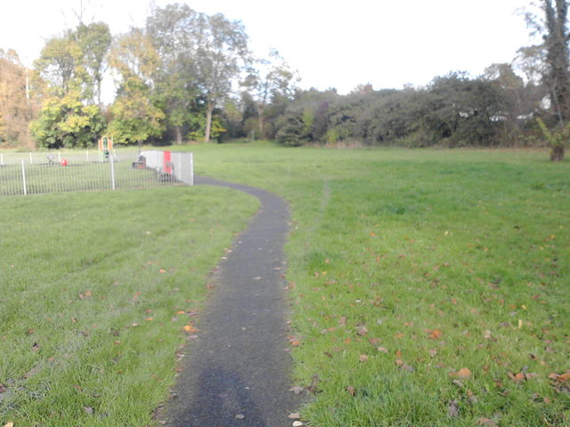 Looking back across the park to the children's playground.