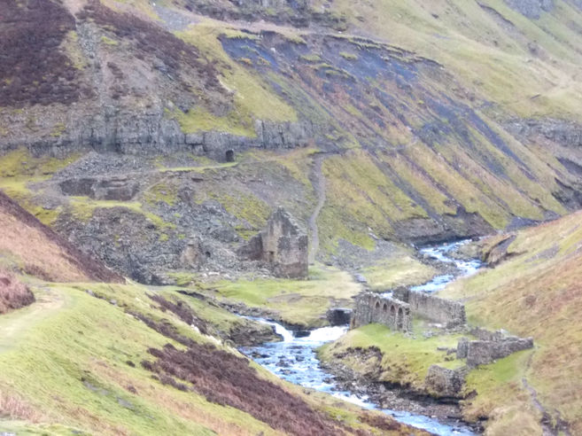 Old mine buildings and smelter at Blind Gill