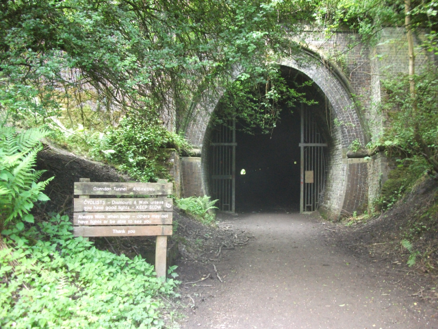 Entrance to Oxenden Tunnel (C).  This is 414m long was built by George Stephenson in 1859.