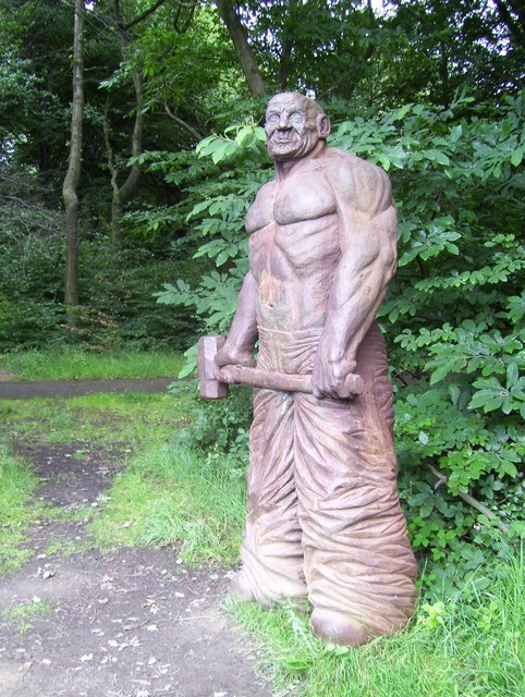 Jason Thomson's statue Parkway Man is located in the ancient Bowden Housteads Wood, at the edge of the Sheffield Parkway. It stands over 3m tall and weighs over 3 tons. 